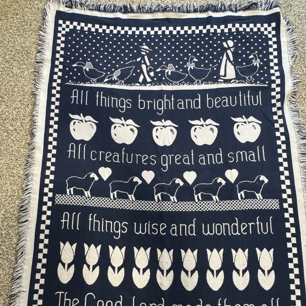 Simply Country Wholesale Vintage 100% cotton vintage throw/blanket. Blue 66x43 - Picture 3 of 7